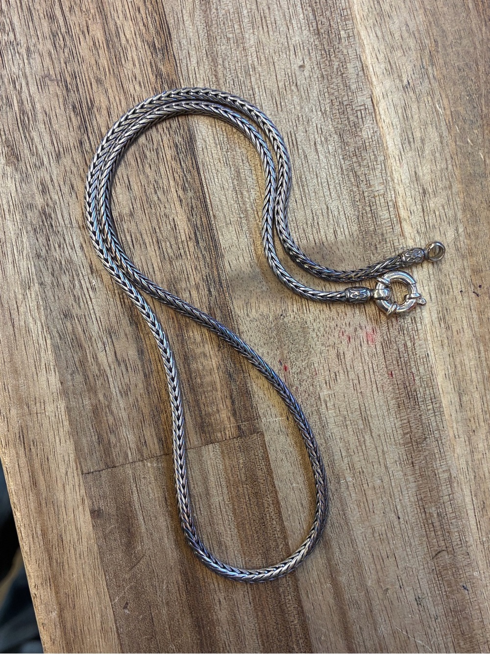 Vintage Ann King Sterling Silver 925 Woven Round Wheat Chain Necklace Signed